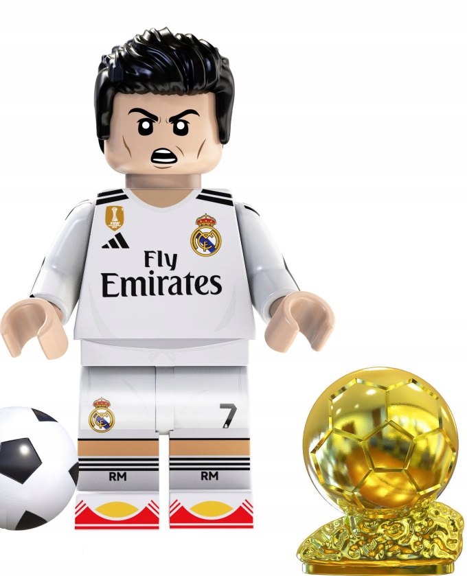 KLOCKI FIGURKA CRISTIANO RONALDO ZŁOTA PIŁKA FOOTBALL