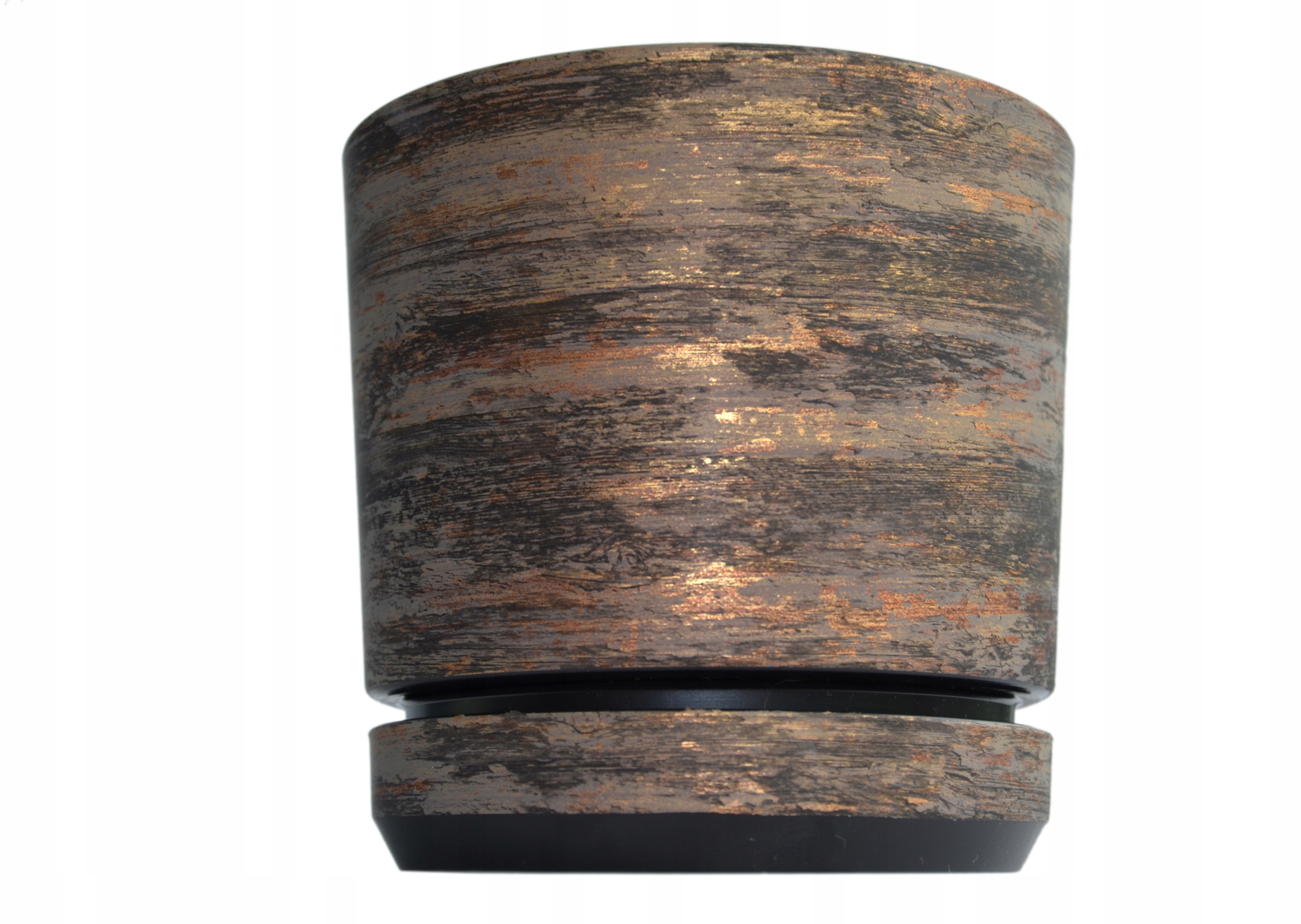 

21 Rdzawa Kora Doniczka z podstawką brązowa złota