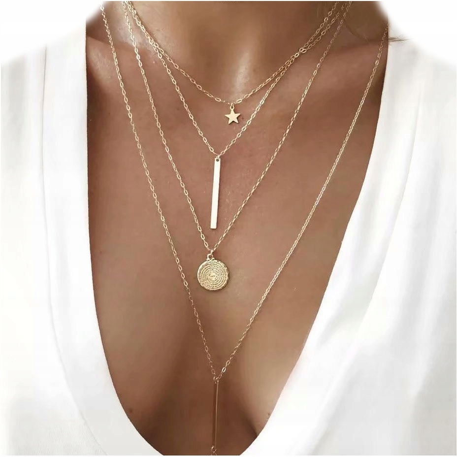 

Złoty Naszyjnik Multi Łańcuszek Gwiazdka 4w1