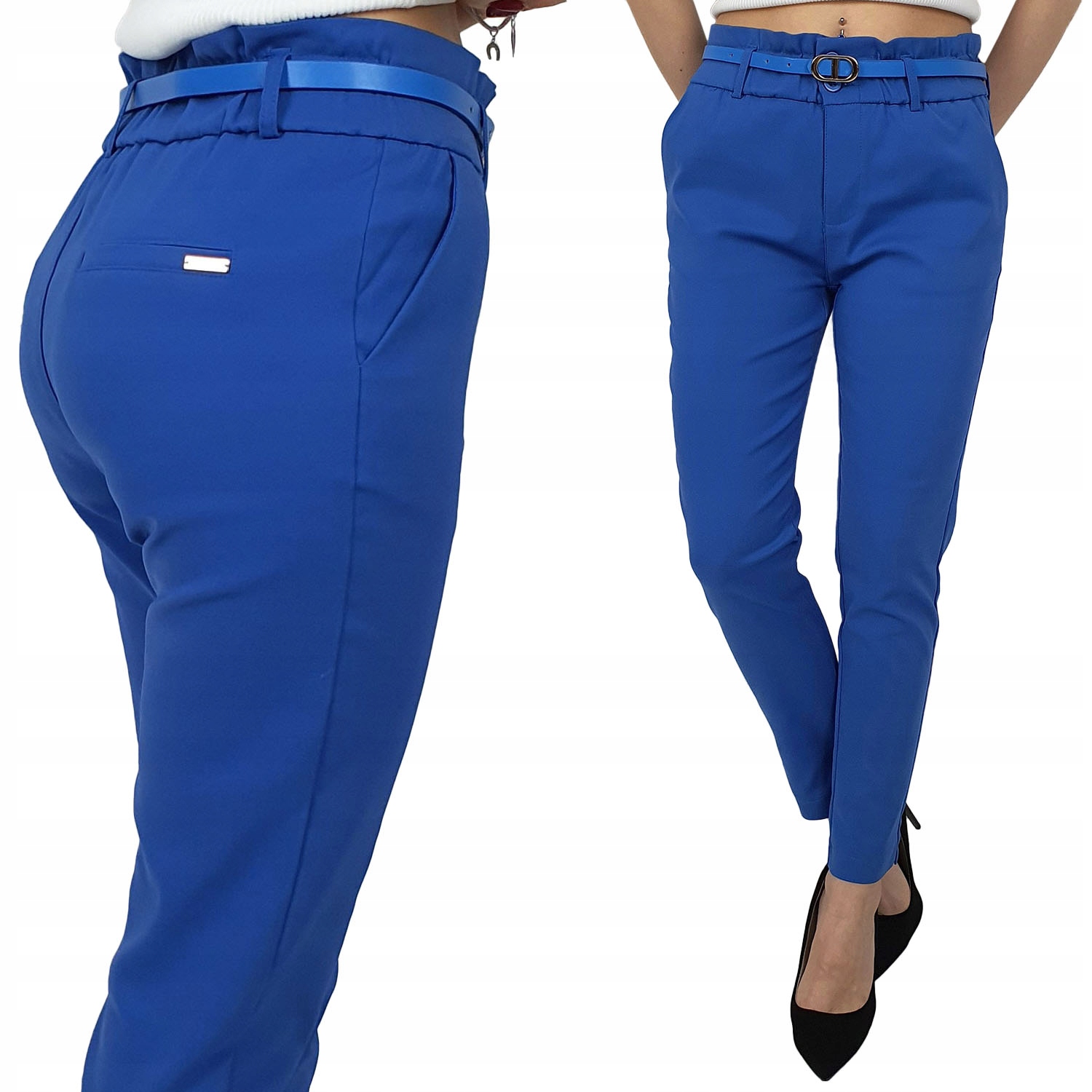 #ELEGANCKIE SPODNIE DAMSKIE Freesia 7/8 - Falbanka