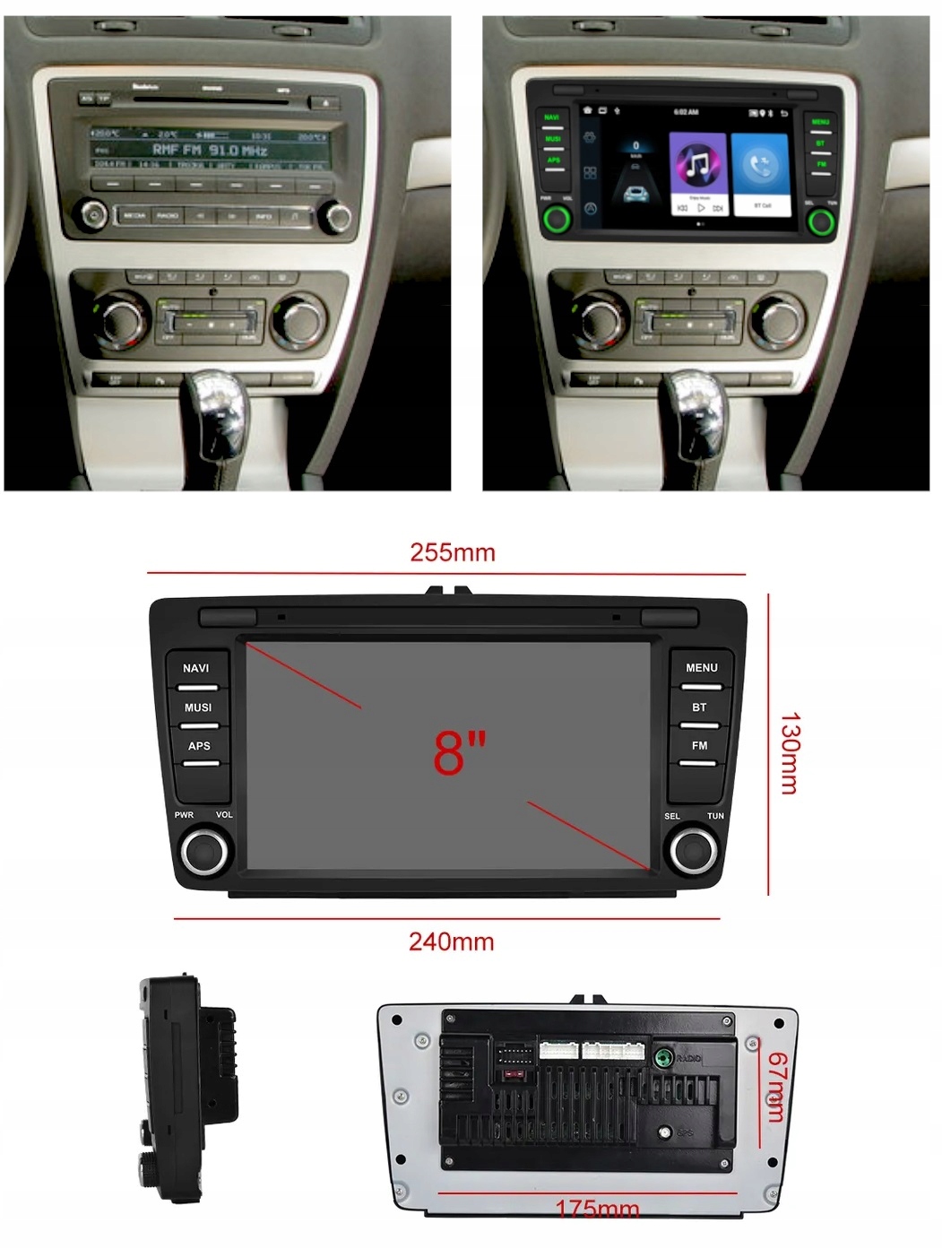 RADIO GPS ANDROID SKODA OCTAVIA YETI 2004-2013 USB 4/64GB CARPLAY WIFI USB Rodzaj akcesoryjny