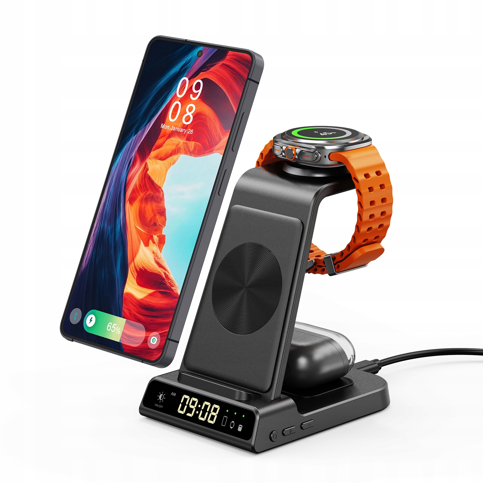 3v1 Bezdrátová nabíječka pro Samsung Indukční stanice pro Galaxy Phone Watch