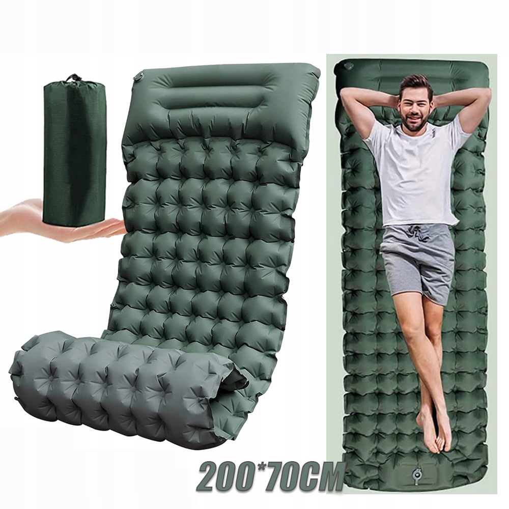 Materac Dmuchany 200 x 70cm Jednoosobowy Samopompujący Karimata Turystyczna Stan opakowania oryginalne