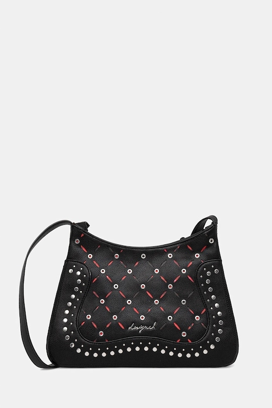 Desigual Černá Kabelka Přes Rameno S Cvočky A Prolamovaným Vzorem 31x20x3 6EA