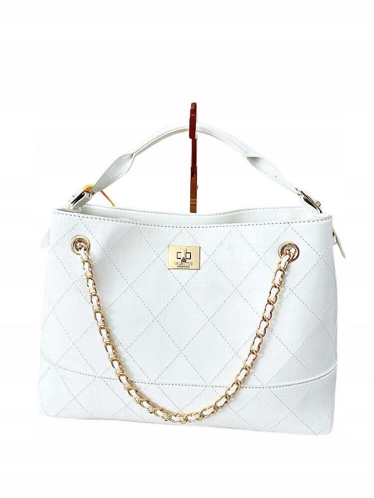 Valentino Creations bílá prošívaná shopper kabelka s řetízkem