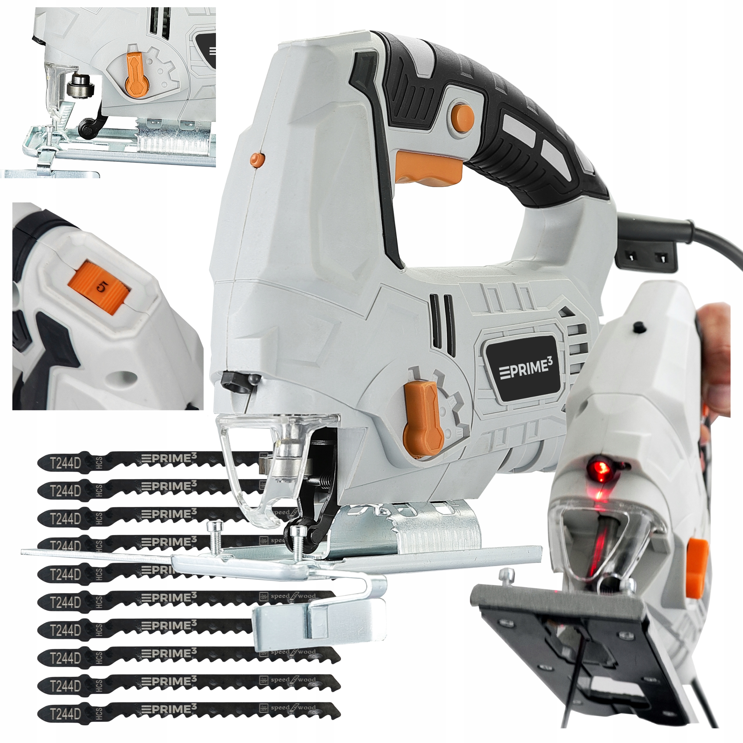 Wyrzynarka Przecinarka Piła Drewna Metalu Laser 10 Brzeszczotów 1400W Led