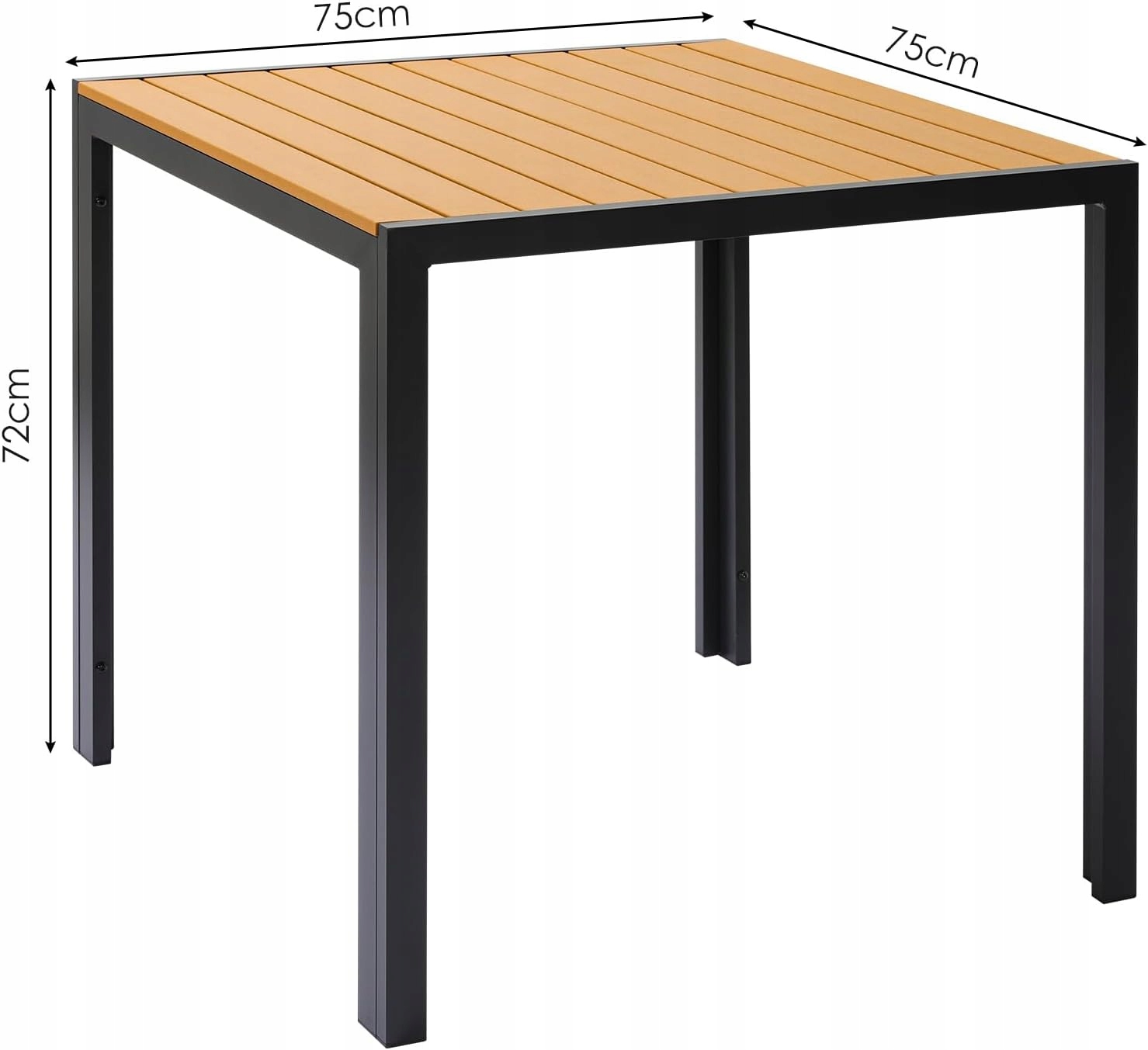 Velký Moderní Zahradní Stůl 75X75 Z Polywoodu Napodobující Dřevo, Hliník