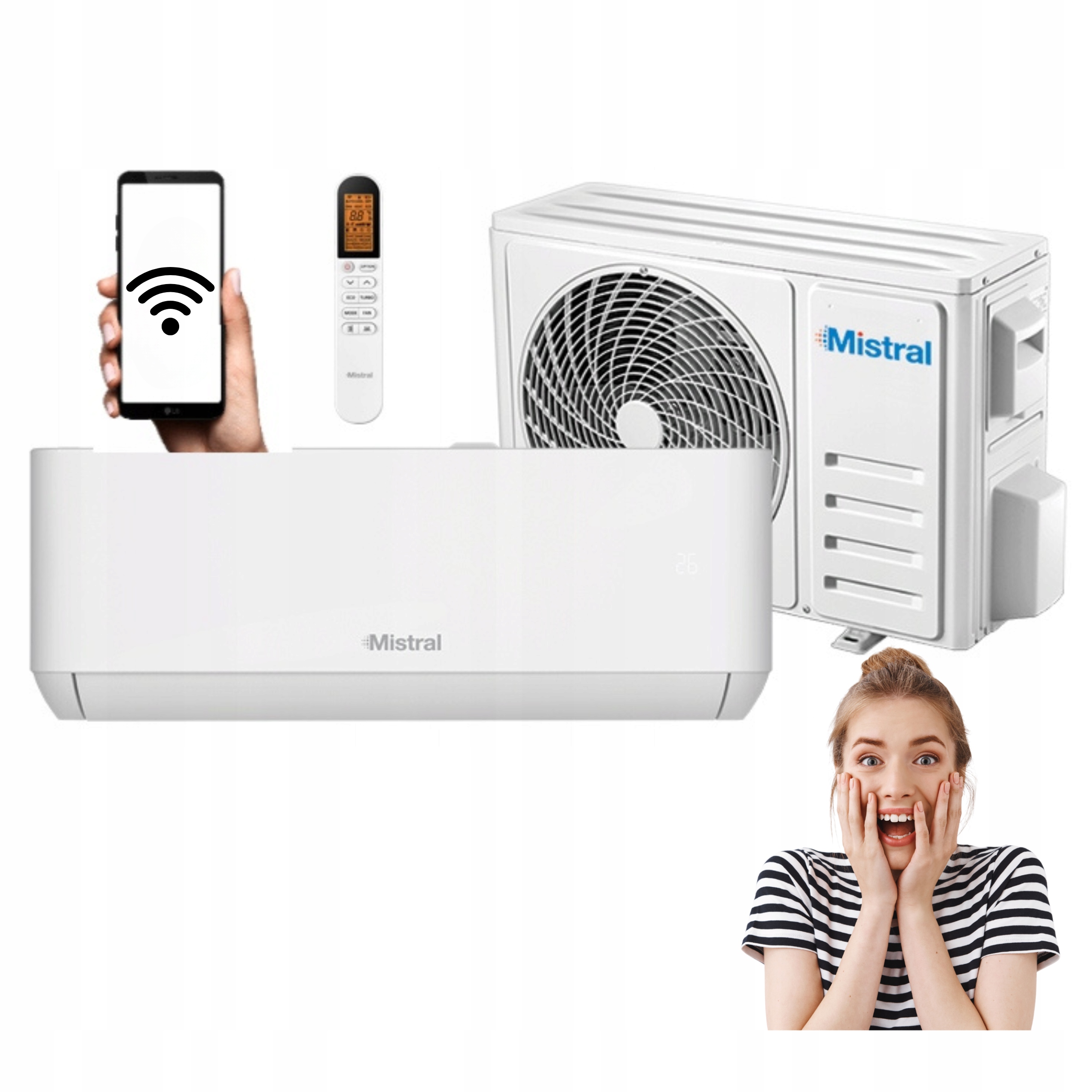 Klimatizace Mistral 3,5 kW WiFi 40 m2 ohřívač Klimatizace Domácí Nástěnná