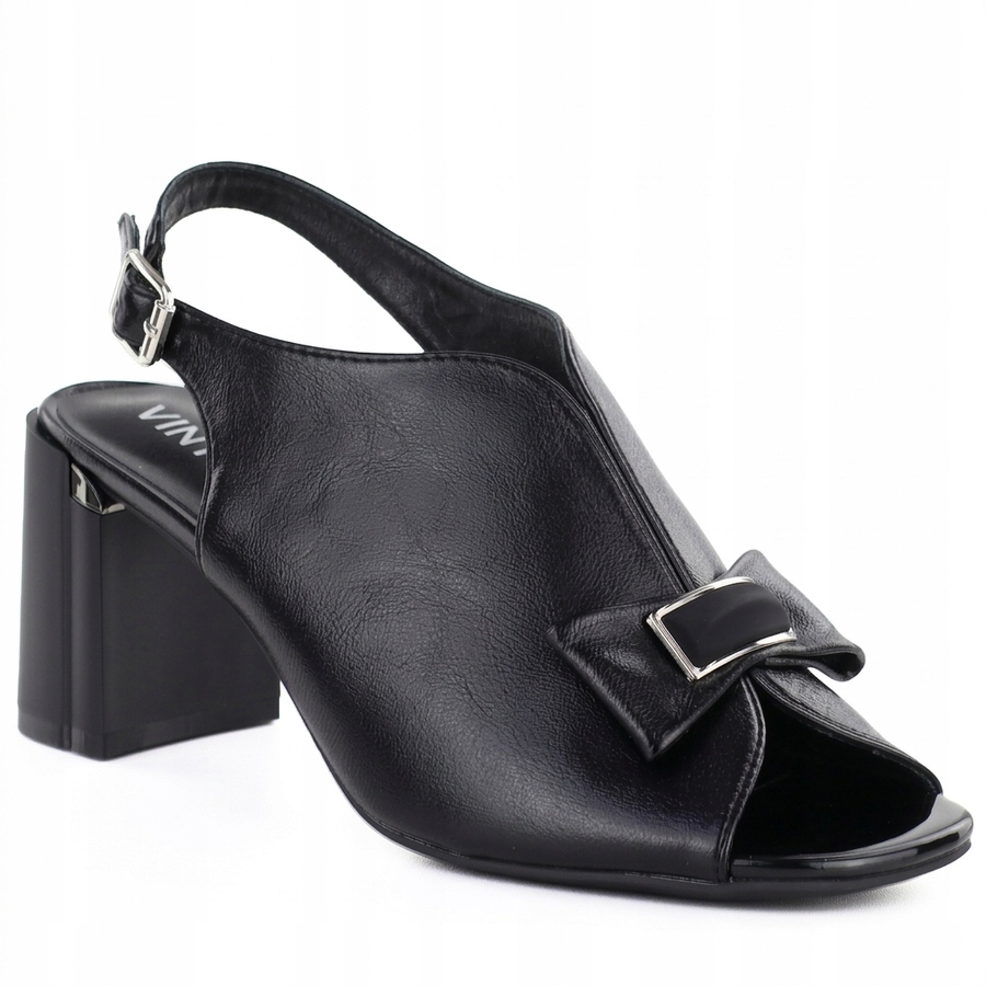 Dámské sandály na podpatku s mašličkou, černé Jezzi RMR25112-3 37