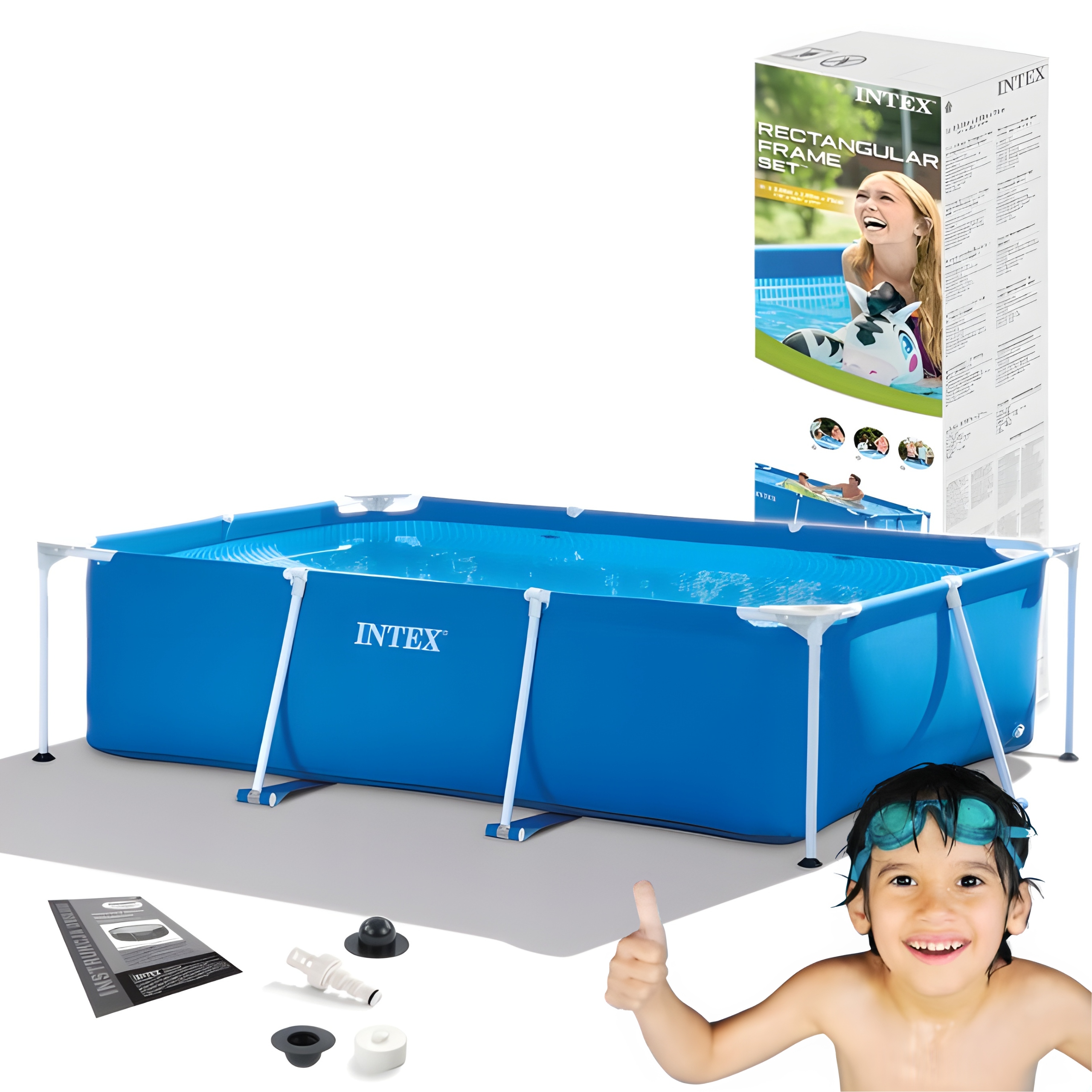 Duży Basen Stelażowy Na Stelażu Prostokątny Intex 300x200x75 cm Ogrodowy