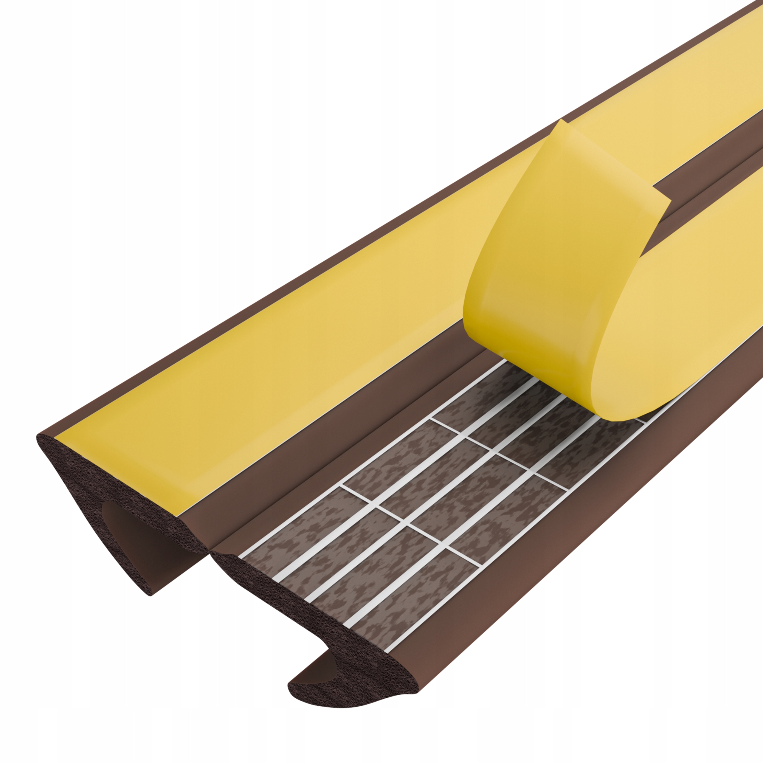 Samolepicí odhlučňovací těsnění pro okna dveří 9x7 mm V Hnědá 50 m