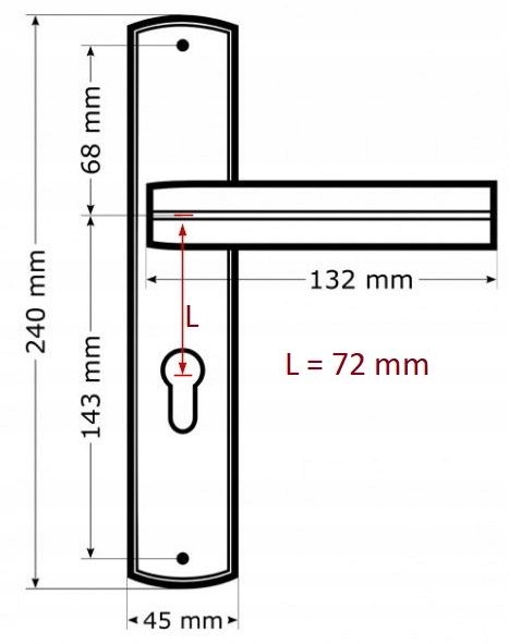 KLAMKA DRZWIOWA DO DRZWI 72MM SZYLD NA WKŁADKĘ Rodzaj Klamka wewnętrzna