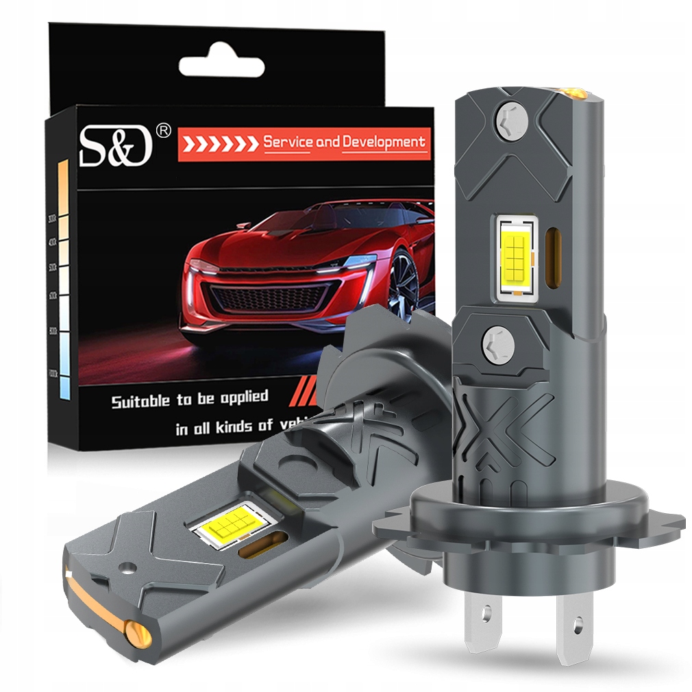 Żarówki Led H7 S&d Mini Bez Adapterów 8000LM 6500K 1:1 Retrify Ultra Ciche