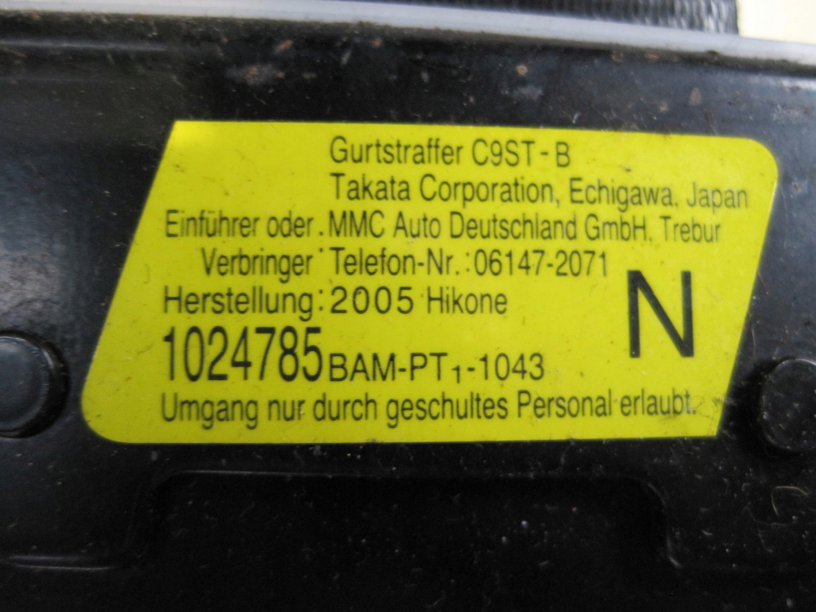 tension belt safety front right left MITSUBISHI GRANDIS ANGLIK
