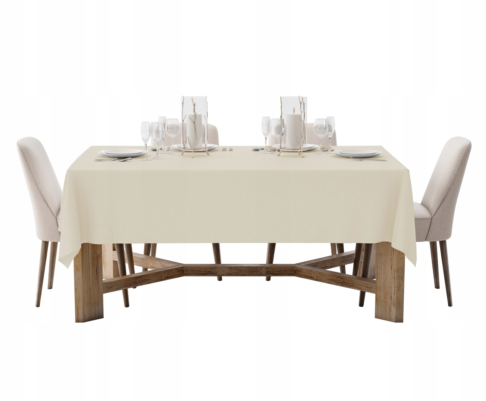 JASNY BEŻ OBRUS 140x400 GRUBY MATOWY GŁADKI NA STÓŁ UNIWERSALNY