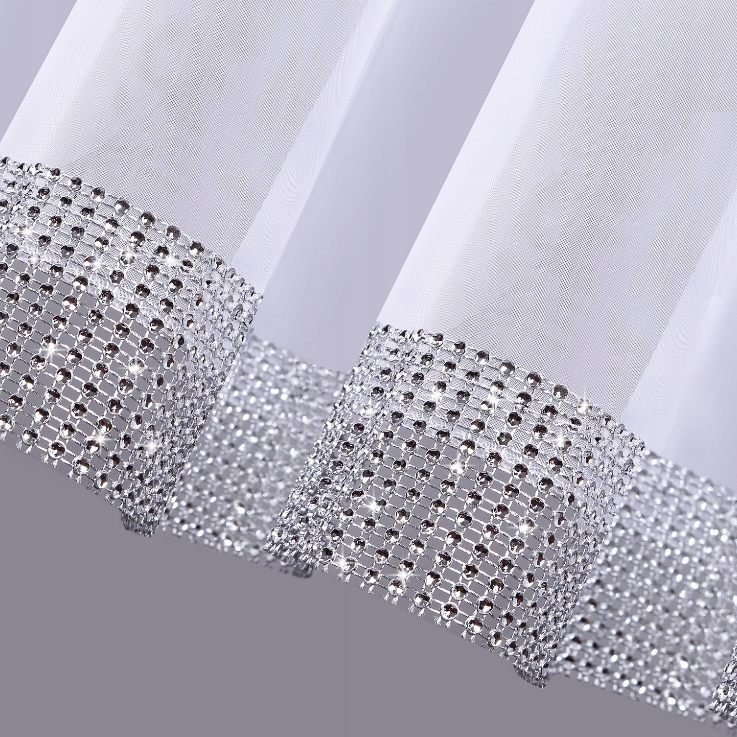 ZESTAW FIRAN NA OKNO BALKONOWE Z WOALU Z CYRKONAMI Typ klasyczna