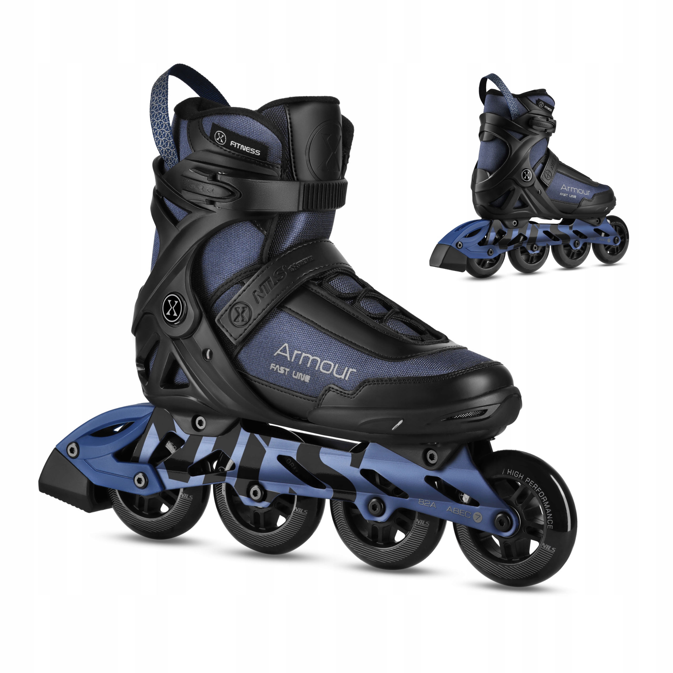 Kolečkové Brusle rekreační ABEC-7 Carbon tmavě modré hliníkový podvozek fitness velikost 42 Nils Extreme