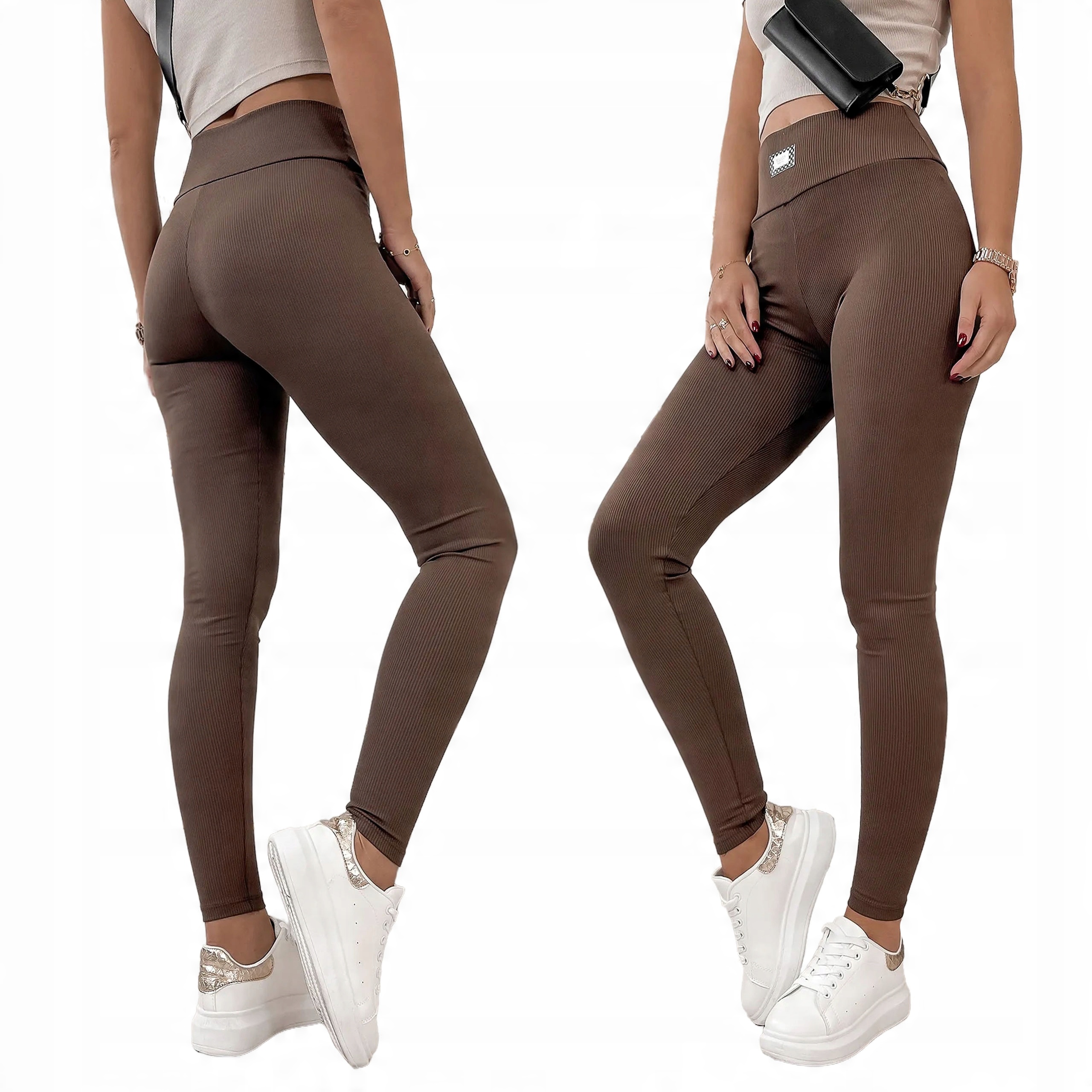 

Fenomenalne modne seksowne Legginsy Prążkowane S