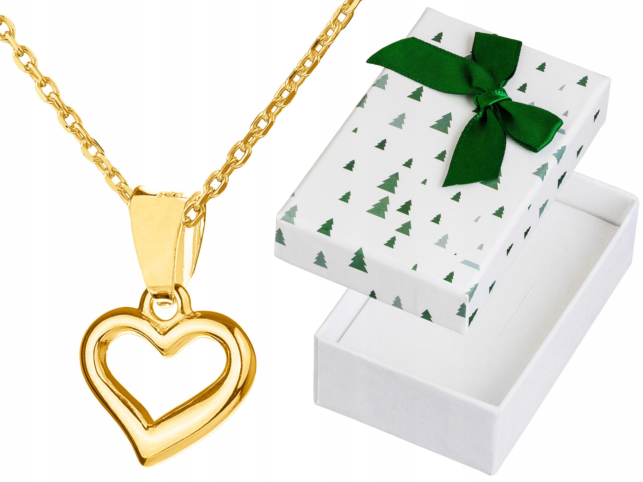 Krátký zlatý náhrdelník Srdce Malé srdíčko Stříbro Pozlacený Choker 35 cm