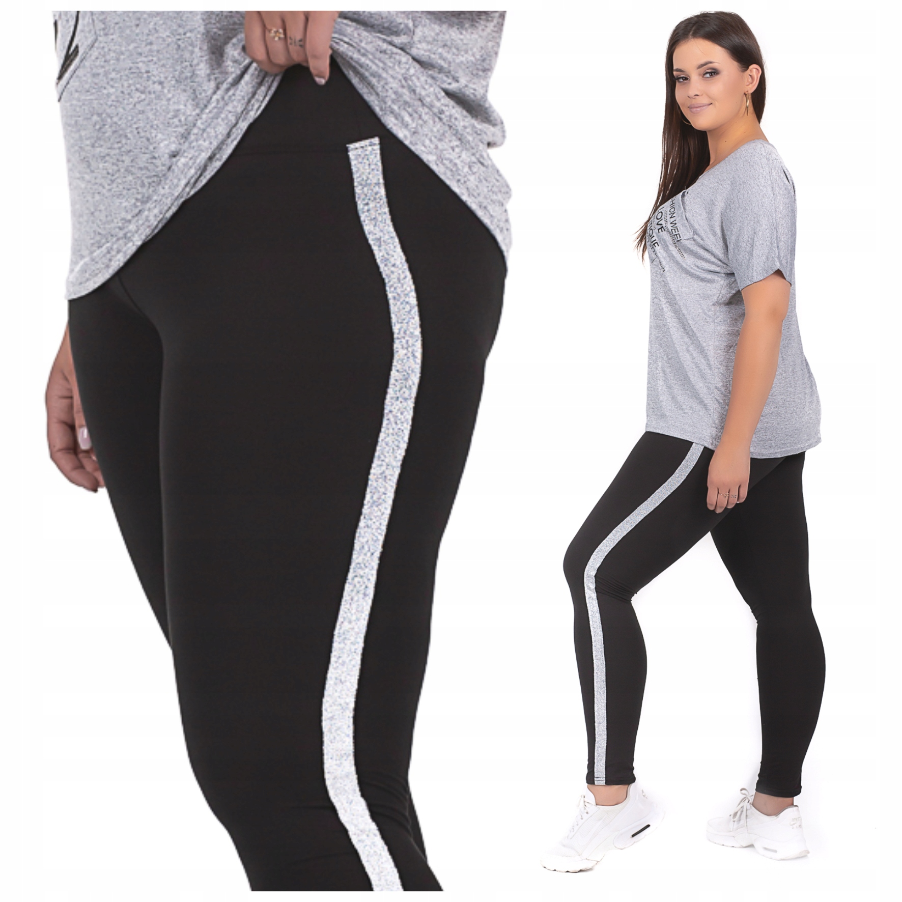 Legginsy Błyszczące - Legginsy - sportowe, pushup (S/M) 