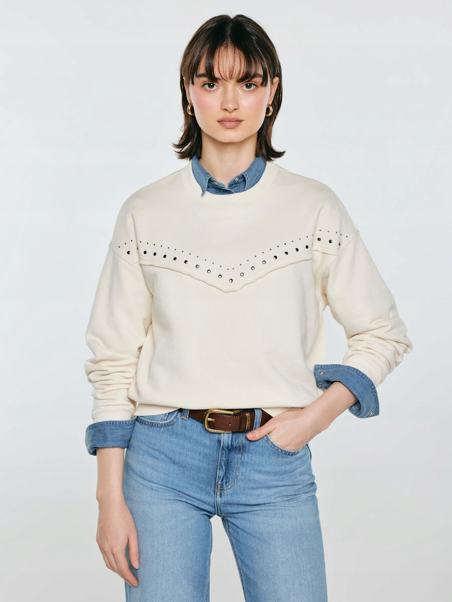 Big Star Bluza damska z linii Authentic perłowa Frolia 103 M