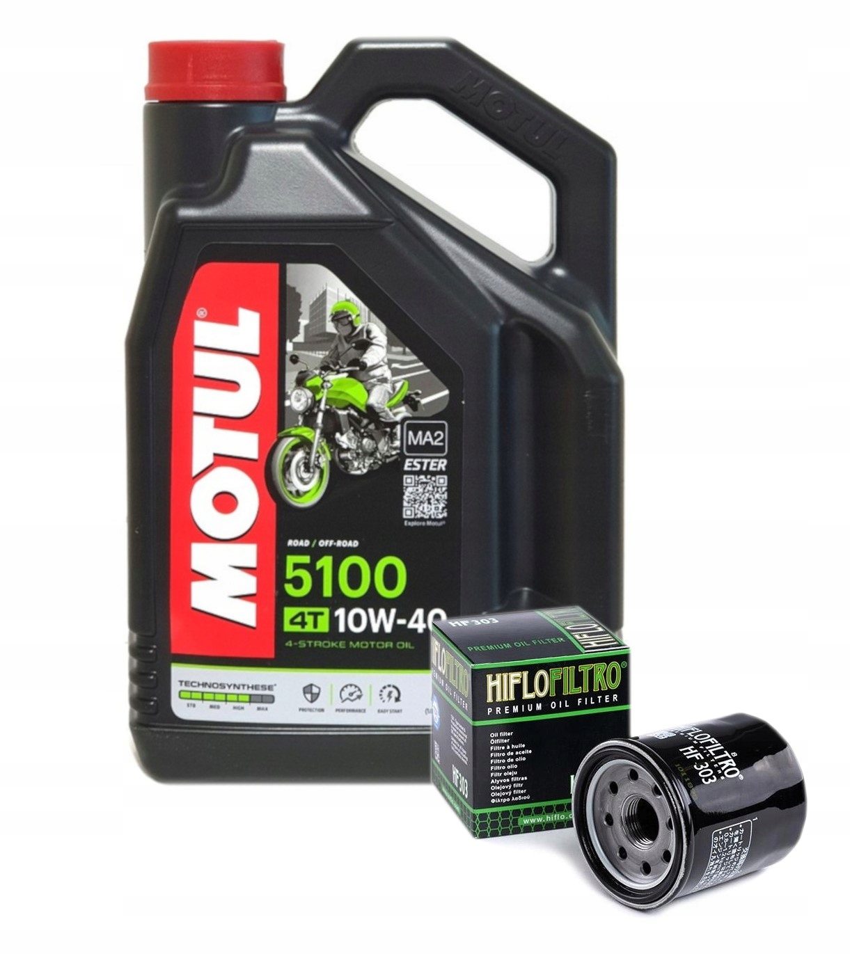 

Olej Motocyklowy Motul 10W40 5100 4L Filtr HF303