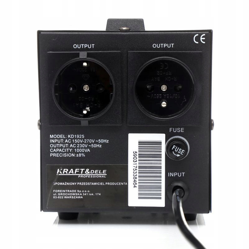 STABILIZATOR NAPIĘCIA PRĄDU AVR DO AGREGATU 1000VA Rozruch brak informacji