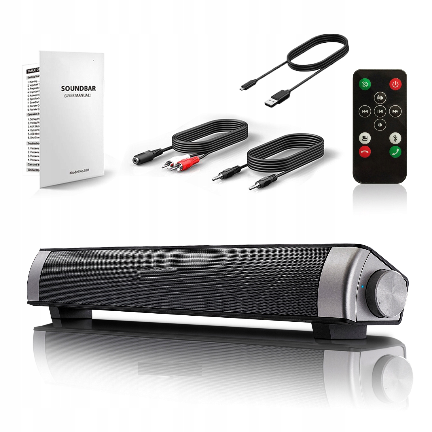 Mini Bluetooth Reproduktor Soundbar Bezdrátový Aux S Dálkovým Ovladačem 1800MAH