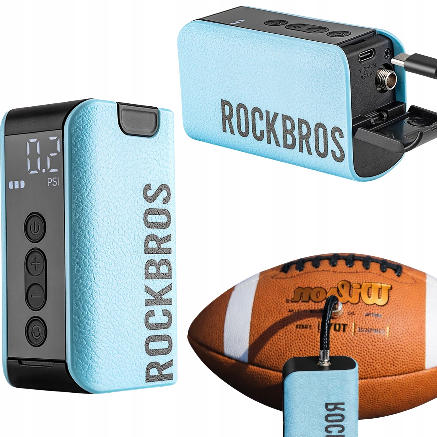 Kompresor Pompka Elektryczna Rowerowa Do Piłek Przenośna Usb-c Rockbros