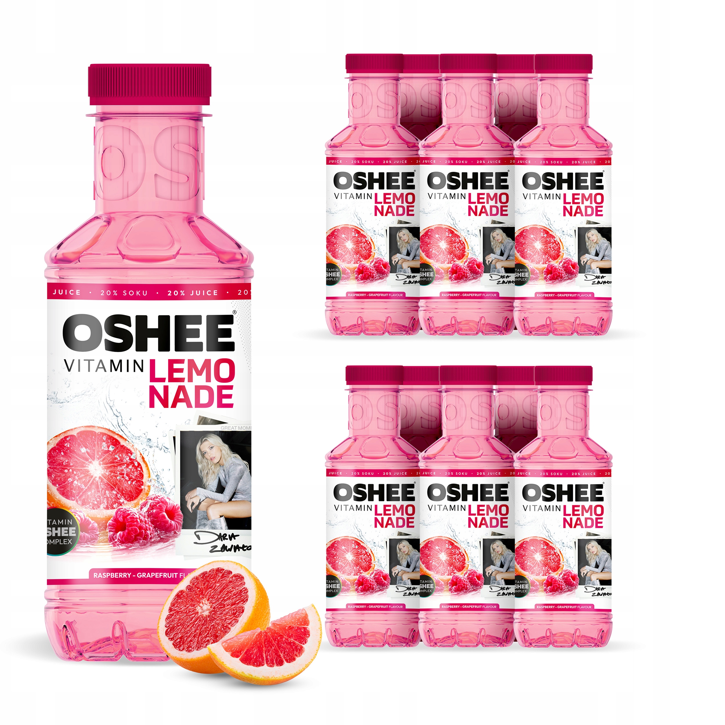 Oshee Vitamin Lemonade Malina-Grejpfrut 555 ml x12