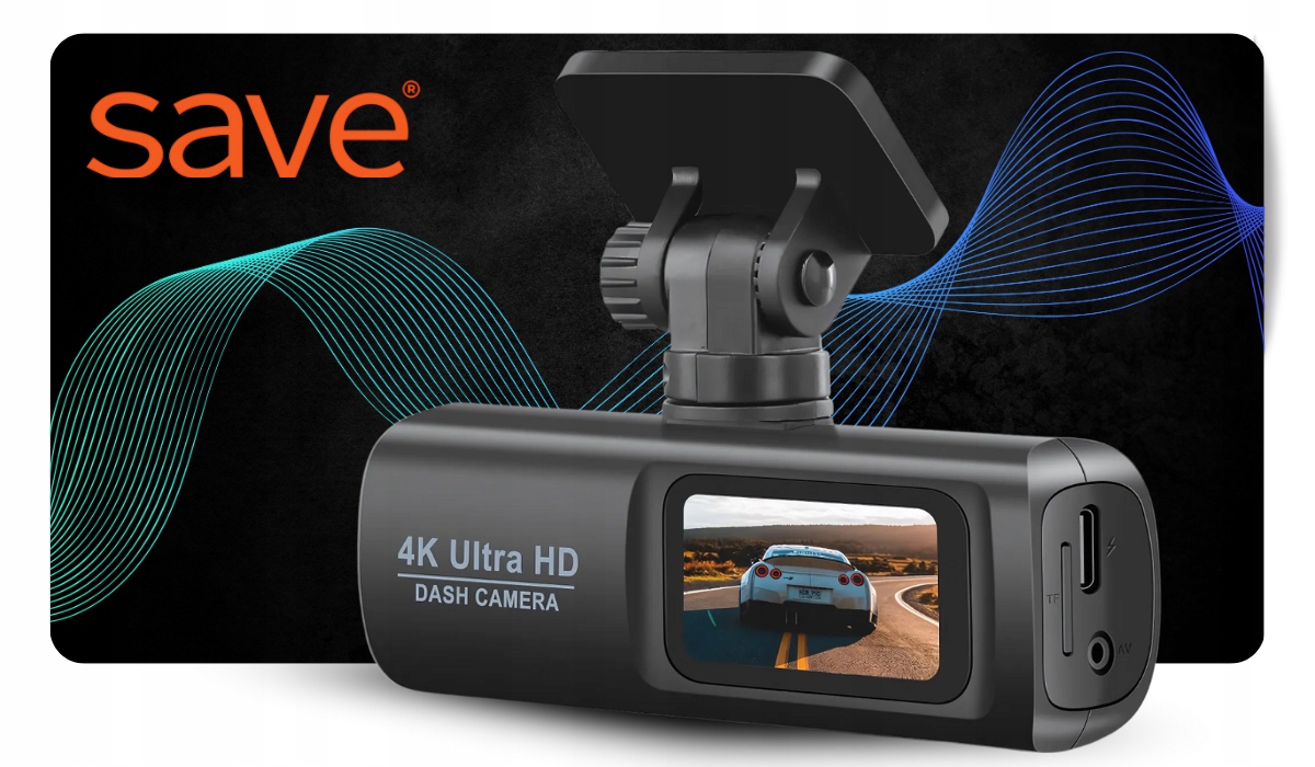 KAMERA SAMOCHODOWA WIDEOREJESTRATOR KAMERA COFANIA WIDEO REJESTRATOR 4K PL Złącza AV czytnik kart pamięci miniUSB