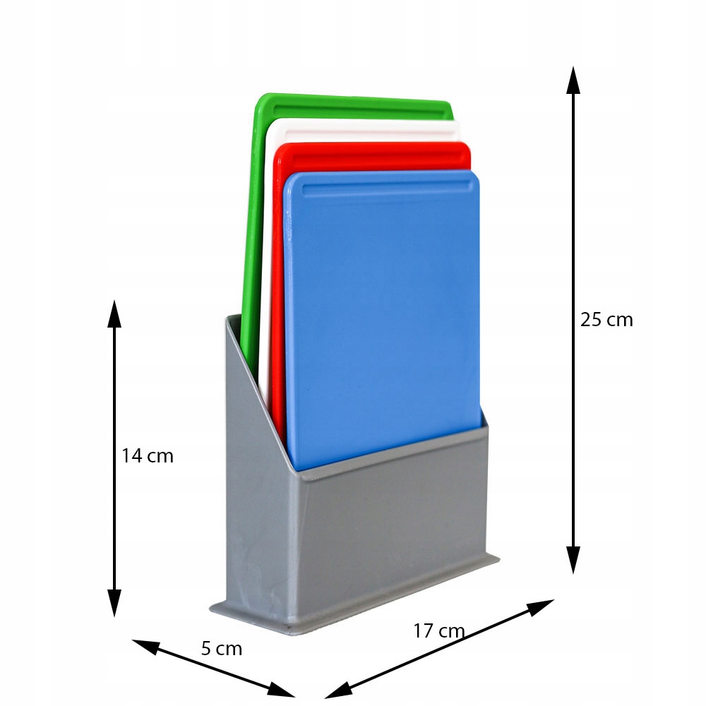 ZESTAW DESEK do krojenia 4szt kolorowe STOJAK Długość 20 cm