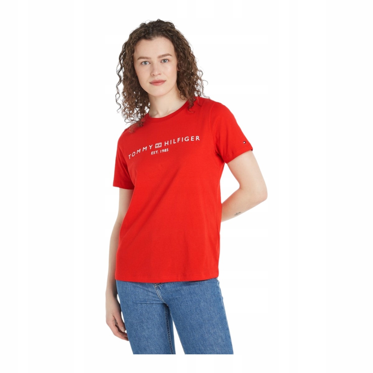 Tommy Hilfiger Tričko Dámské Tričko Reg Corp Logo C-nk Ss Červené r.XS