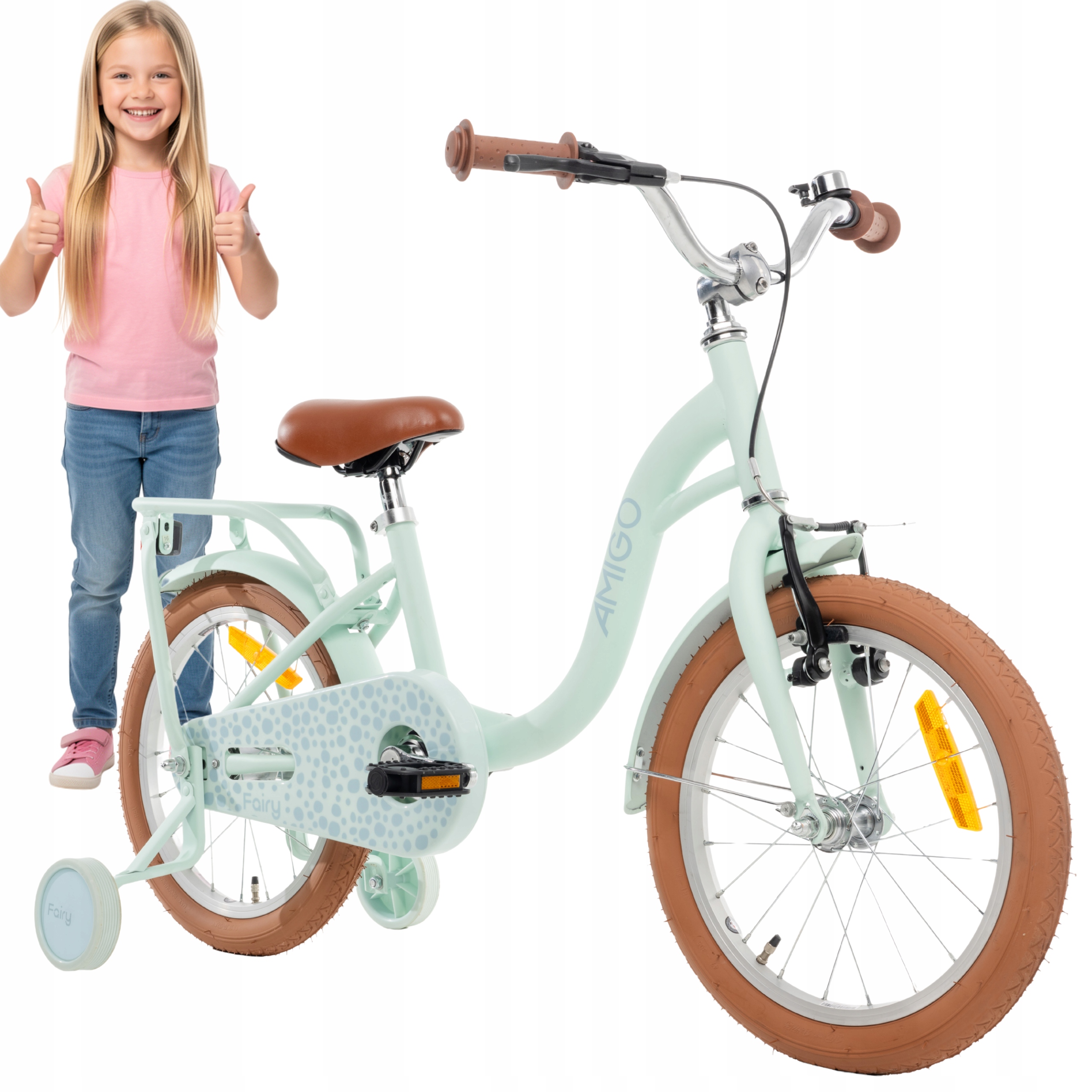 Rowerek dziecięcy 16 cali Lekki dla dziewczynki dzieci Kółka Boczne Koszyk