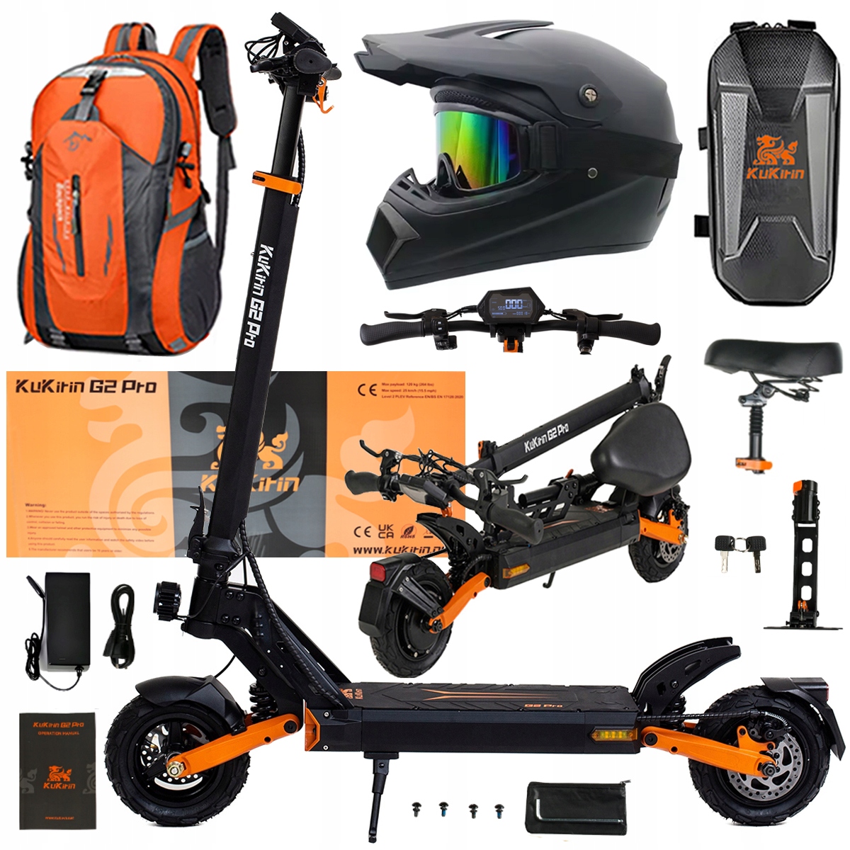 Składany Pojazd Elektryczny Kukirin G2 Pro 1000W 48V 15.6AH 45KM/H +Prezent