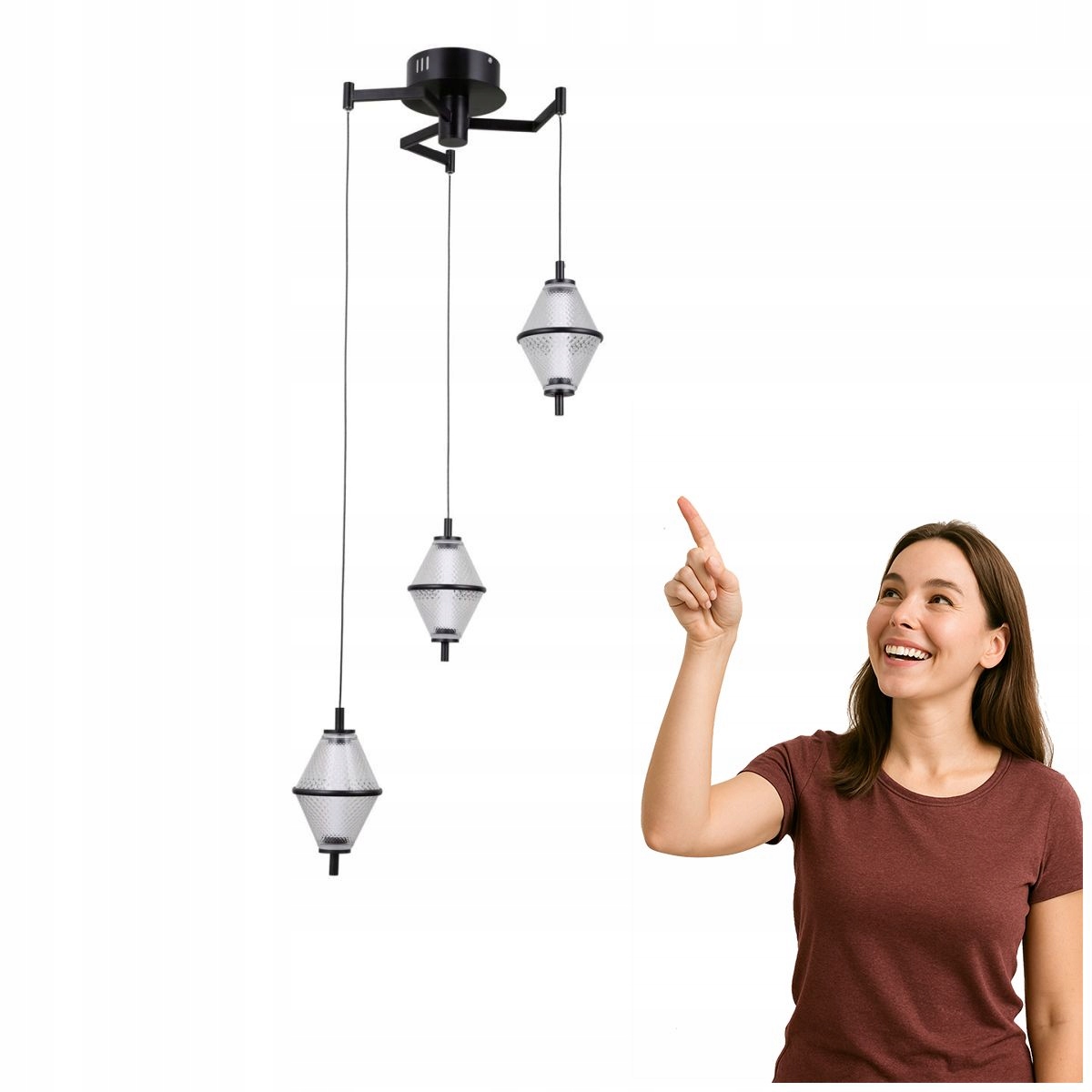 Závěsná Led lampa 15W Fuente černý chrom, Italux