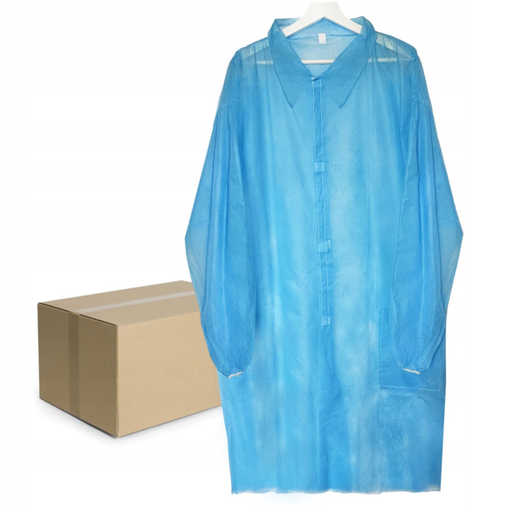 Jednorázová zástěra modrá 3XL na suchý zip gastro agro kosmetika box 100 Ks