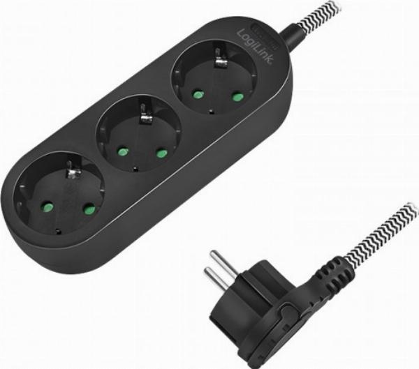 Listwa zasilająca Logilink LPS261 3 gniazd 1,5 m czarny