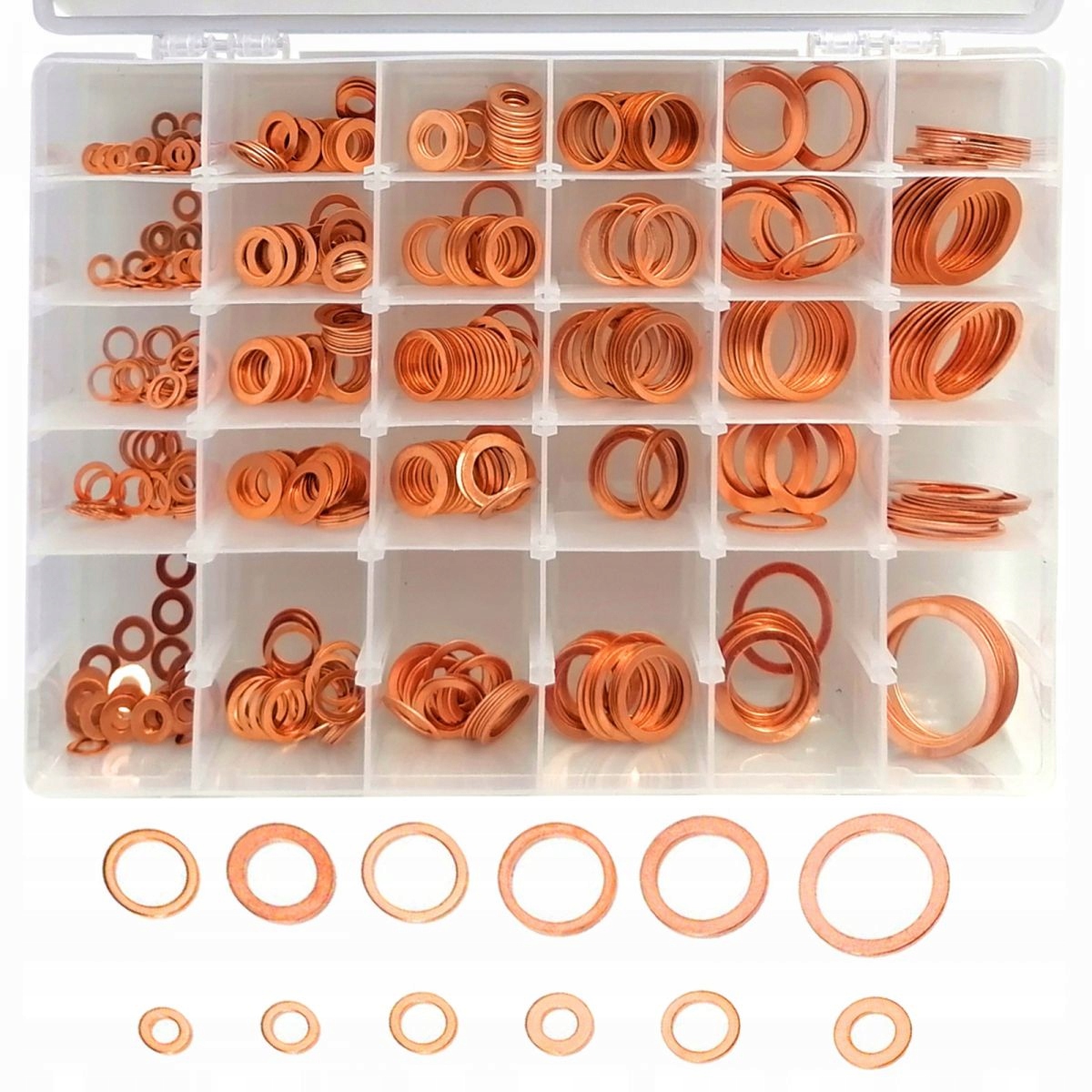 PODKŁADKI MIEDZIANE USZCZELKI 30x RÓŻNYCH WIELKOŚCI MEGA ZESTAW 580 SZT