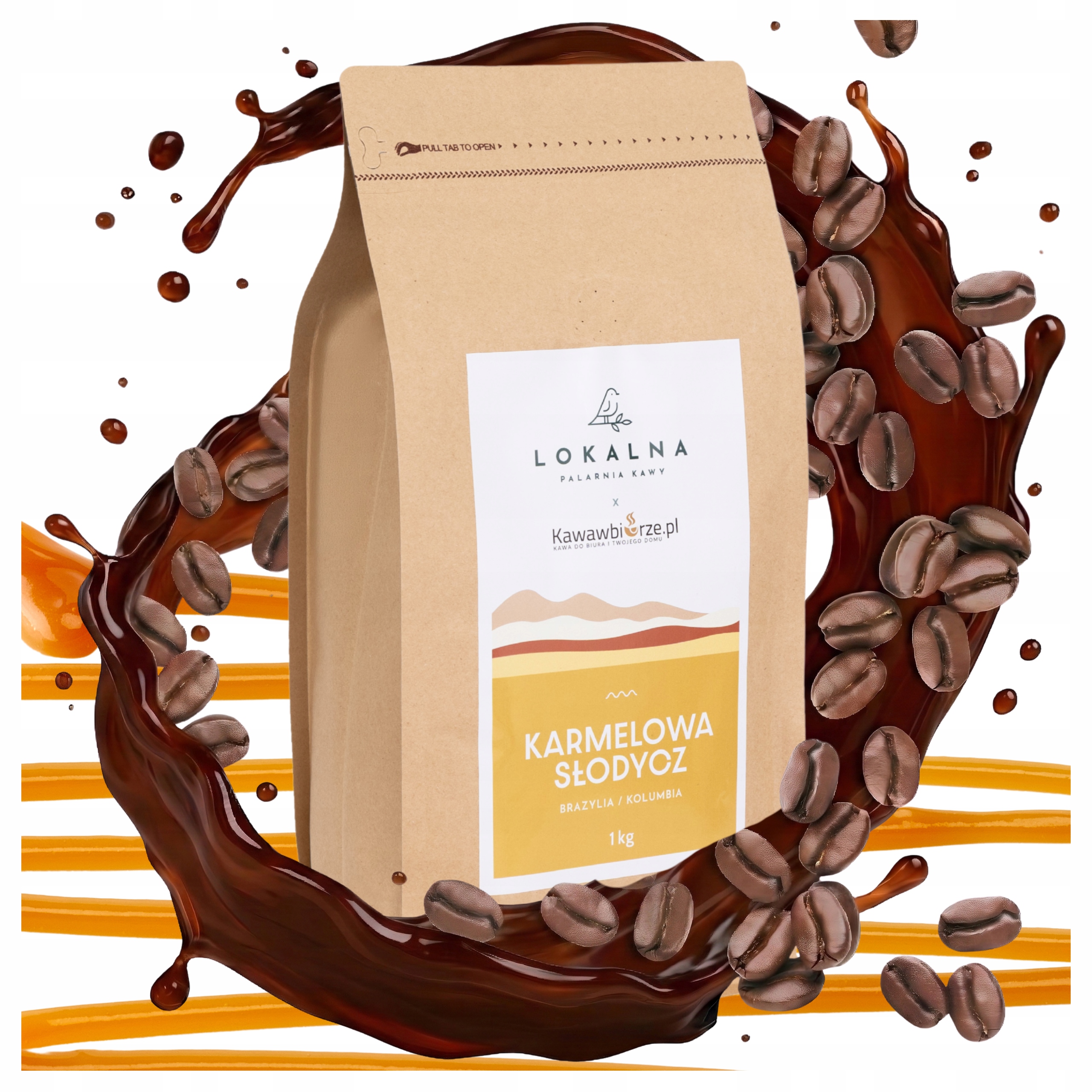 Kawa Ziarnista 1kg Arabica 100% Smakowa Karmelowa Brazylia Kolumbia 1 kg