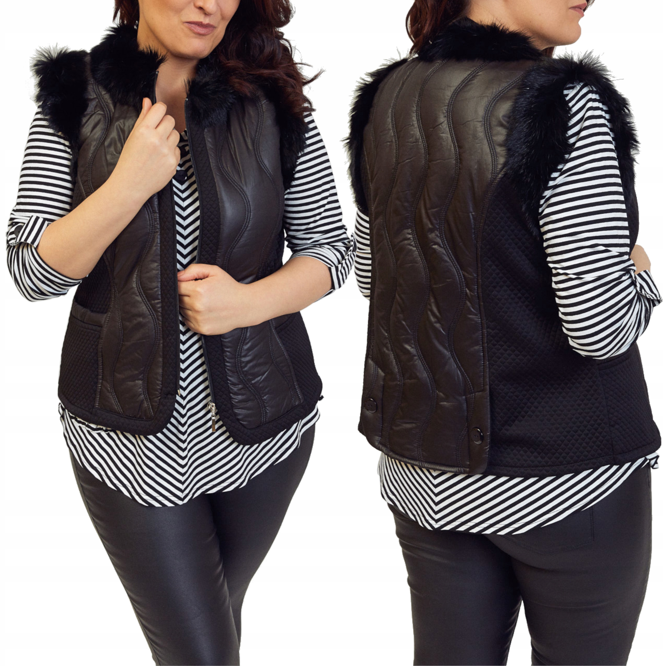 

Kamizelka Damska Pikowana Bezrekawnik Plus Size
