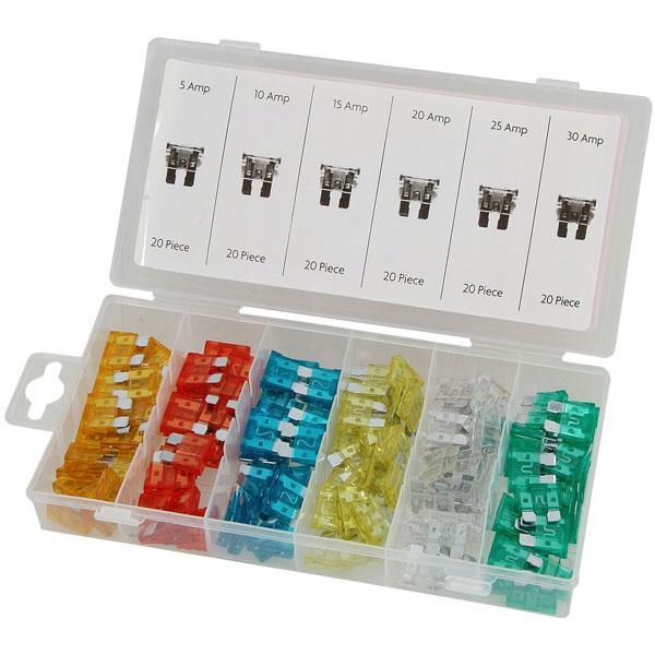 ZESTAW BEZPIECZNIKI SAMOCHODOWE 120 SZTUK 5A-30A Numer katalogowy części CT1640
