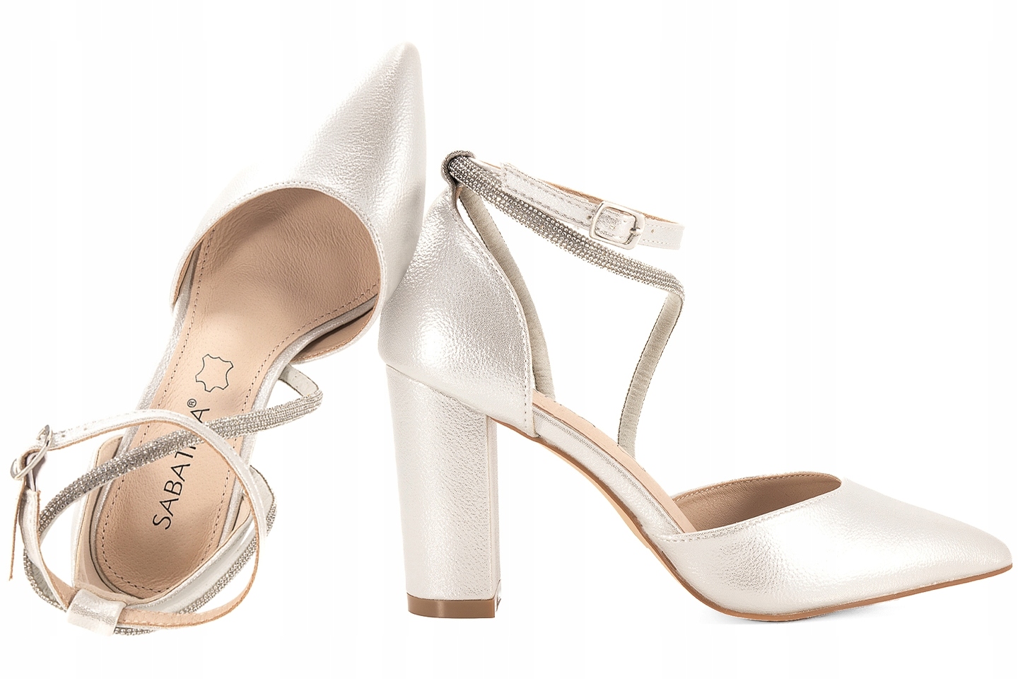 Sabatina 6637-12 Dámské Sandály Na Podpatku, Lodičky, stříbrné 41