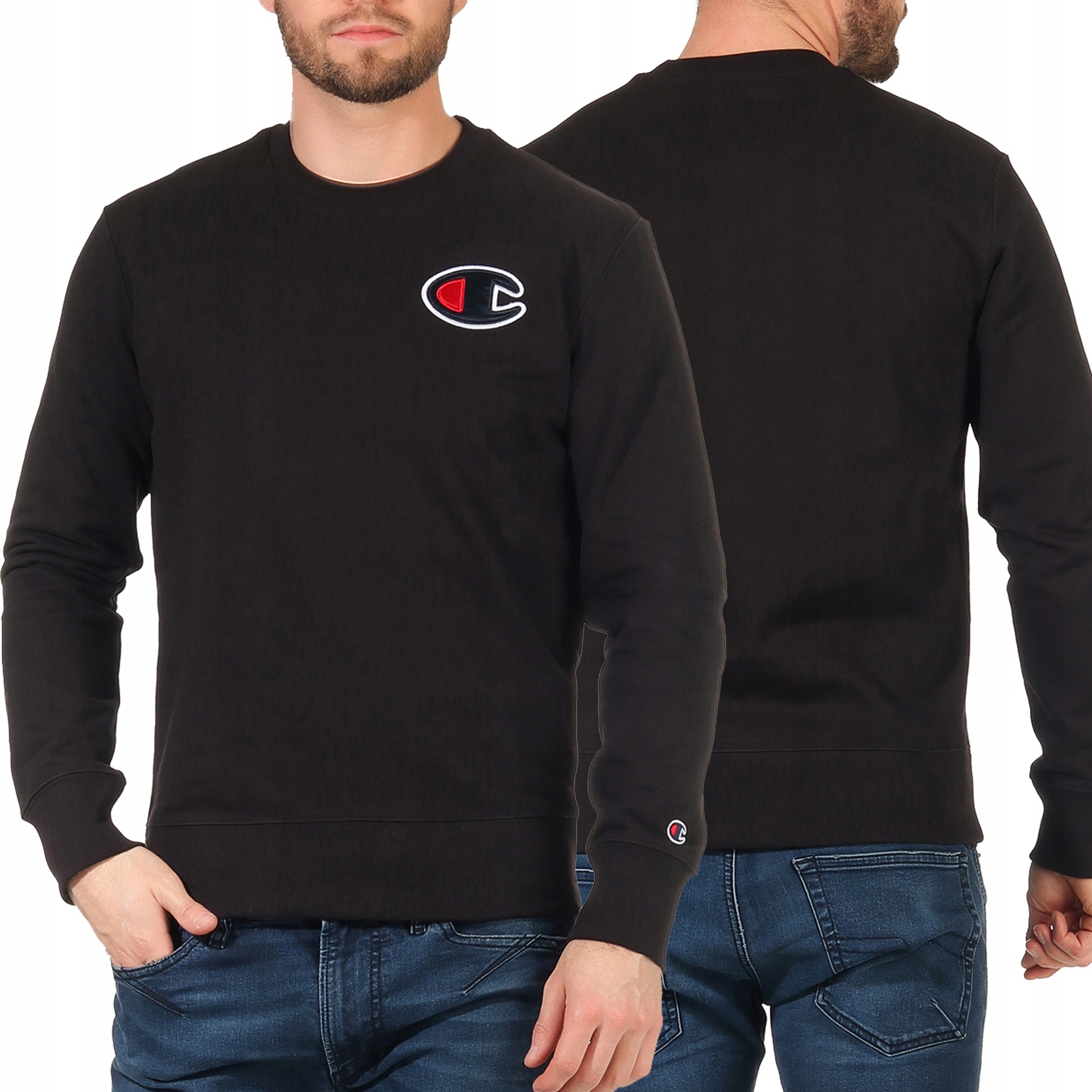 Champion sportovní pánská mikina černá bez kapuce s logem S