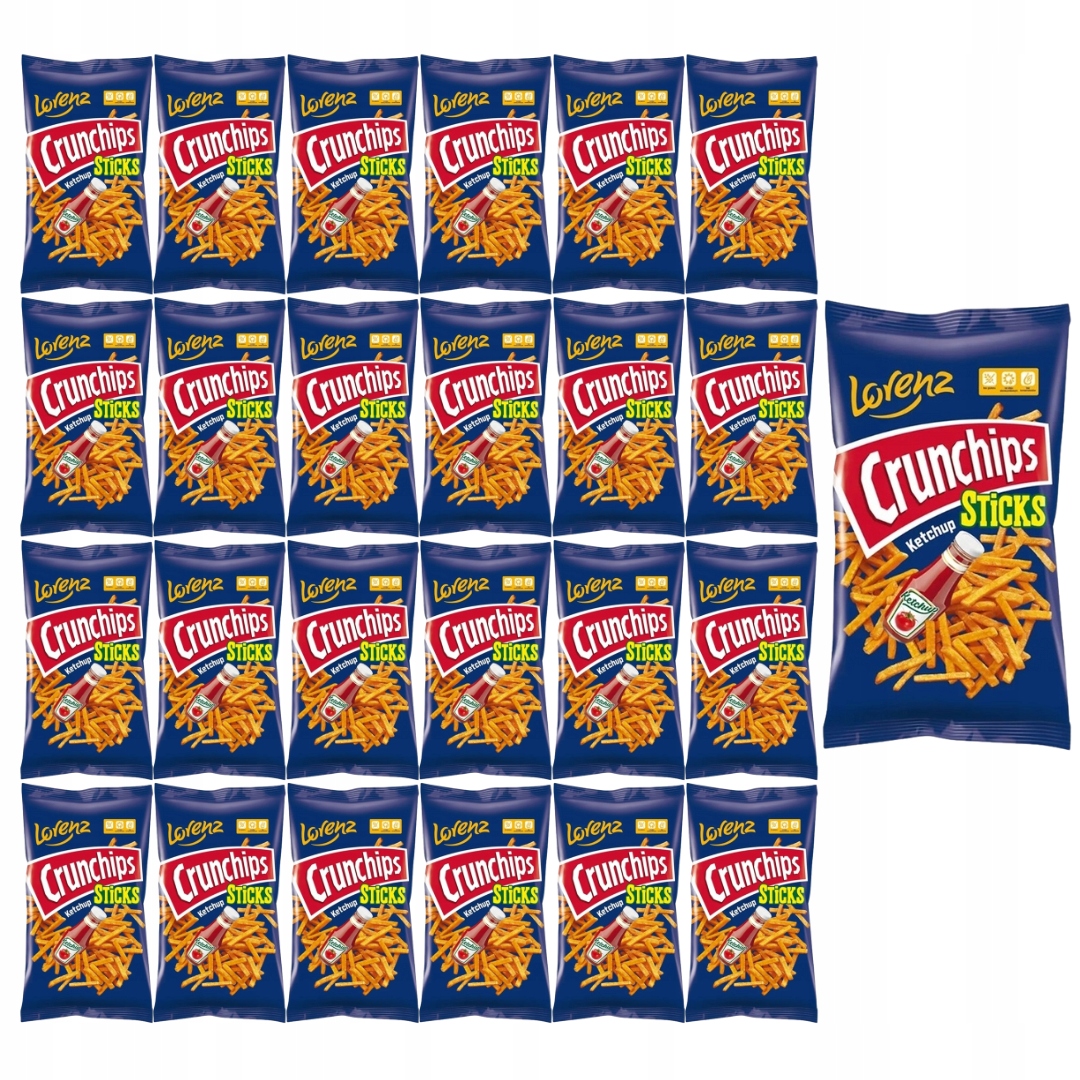 Levně Crunchips Sticks Bramborové chipsy s příchutí kečupu 70 g x 24 kusů