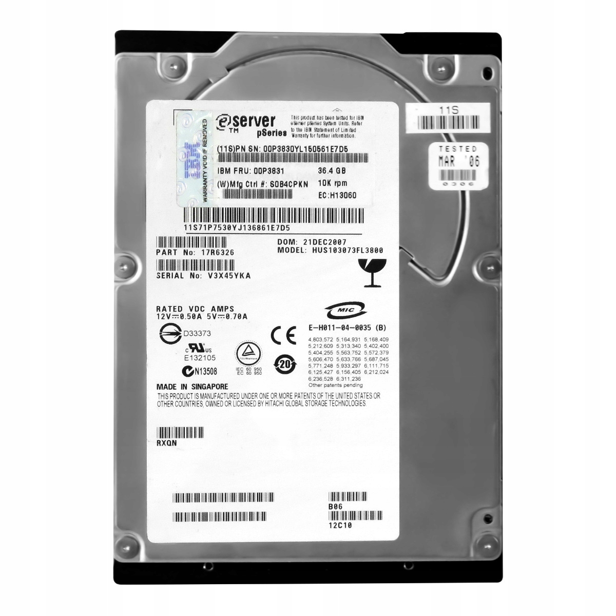 Ibm 00P3831 36.4GB 10K Scsi 3.5'' HUS103073FL3800