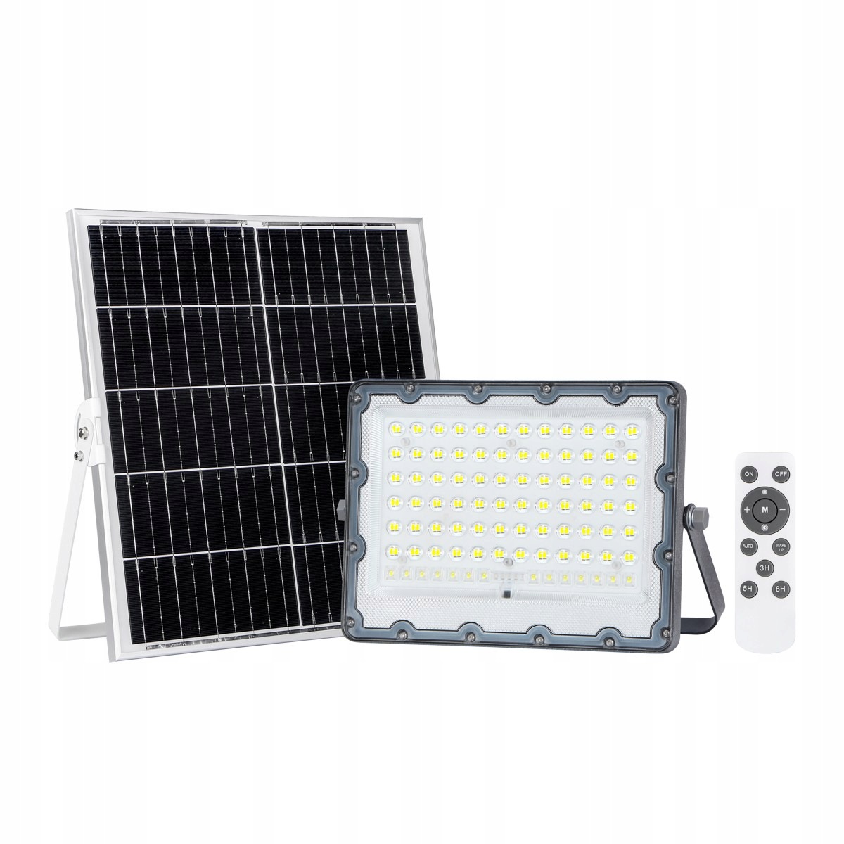 Tiára Šedý solární Led reflektor 200W 4000K Stmívání Časovač IP65+DÁLKOVÝ Ovladač