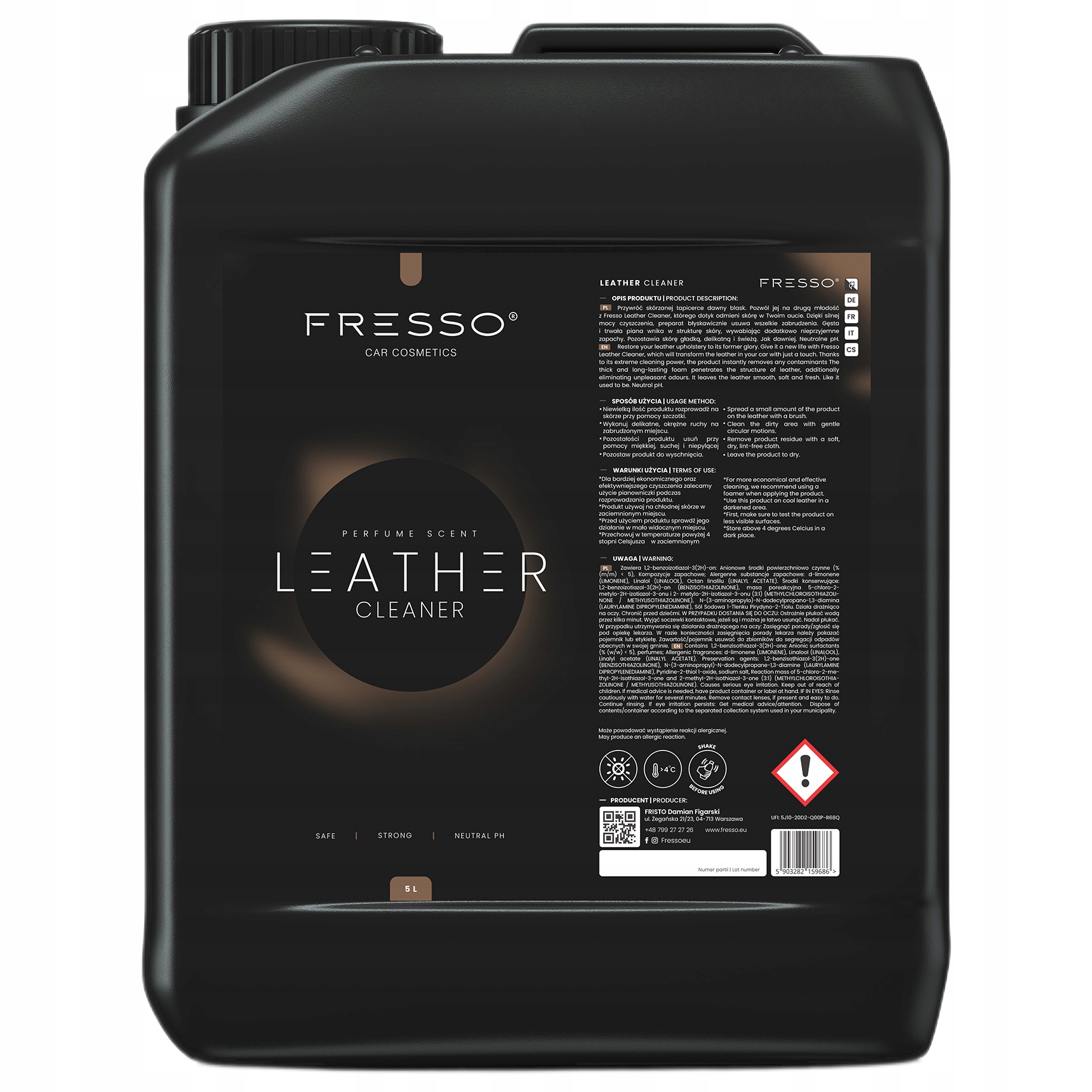 Płyn Do Czyszczenia Skóry I Tapicerki Skórzanej Fresso Leather Cleaner 5L