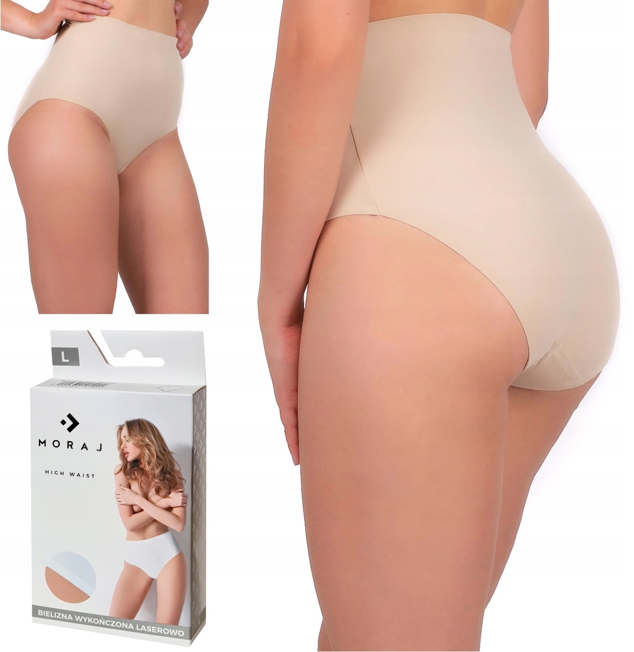 Figi Majtki Damskie Laserowo Cięte Wyszczuplające Gładkie MORAJ XXL