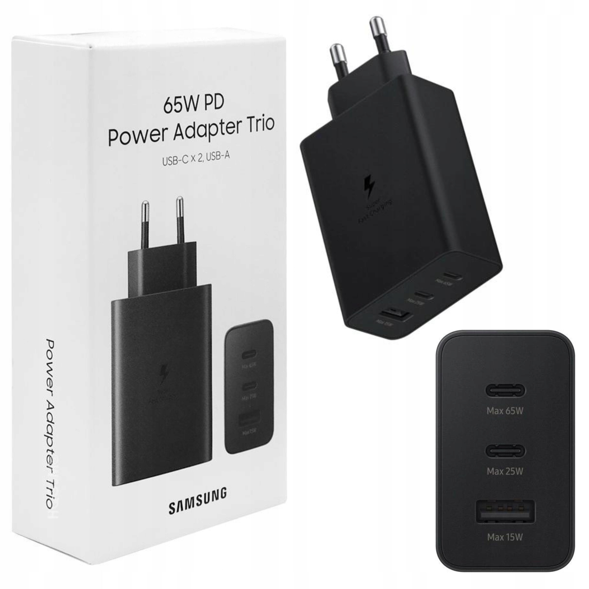 Szybka Ładowarka Samsung Trio Usb 65W Usb-a Usb-c Fast Charging 2.0